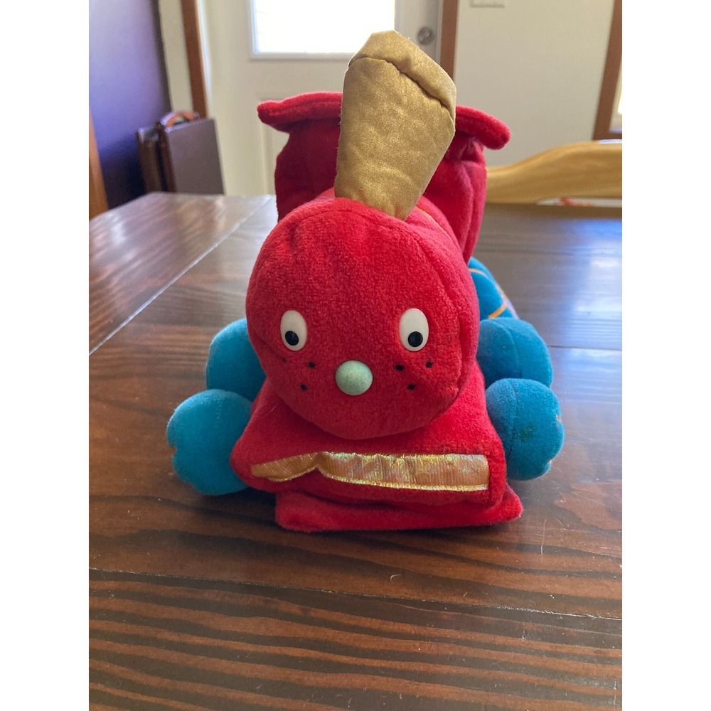 Russ Berrie‎ Red Blue Plush Puppet Train Engine Santa's Toyland 10 Inches